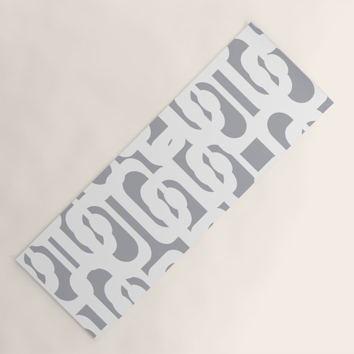 Mid Century Modern Loops Pattern in White and Gray Yoga Mat Gallery Image 1