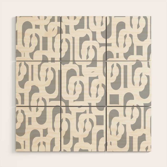 Mid Century Modern Loops Pattern in White and Gray Wood Wall Art Gallery Image 1