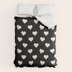 Black and white love heart doodle pattern Comforter Gallery Image 6