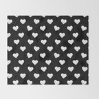 Black and white love heart doodle pattern Throw Blanket Gallery Image 2