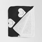 Black and white love heart doodle pattern Throw Blanket Gallery Image 3