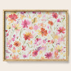 Natural Haze Spring Meadow Cosmos Wildflowers Magenta Red Yellow Serving Tray Gallery Image 1