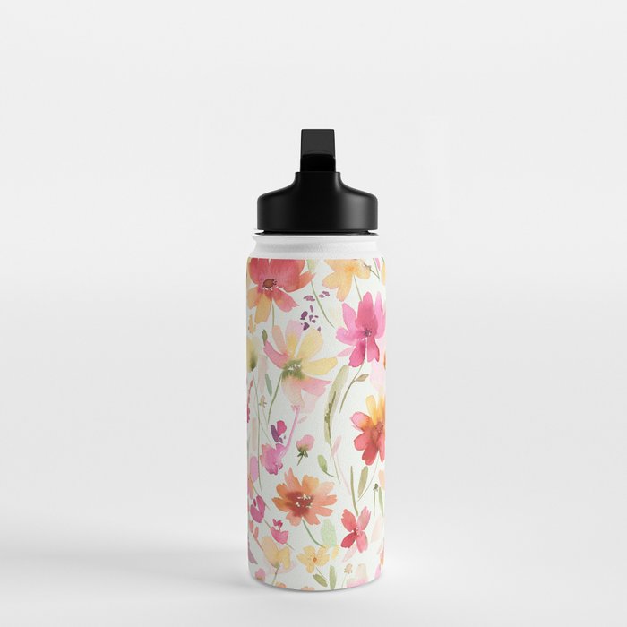 Natural Haze Spring Meadow Cosmos Wildflowers Magenta Red Yellow Water Bottle Gallery Image 3