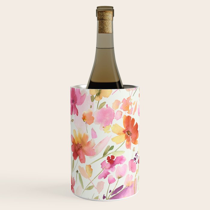 Natural Haze Spring Meadow Cosmos Wildflowers Magenta Red Yellow Wine Chiller Gallery Image 1