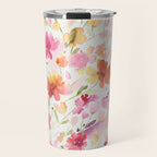 Natural Haze Spring Meadow Cosmos Wildflowers Magenta Red Yellow Travel Mug Gallery Image 1