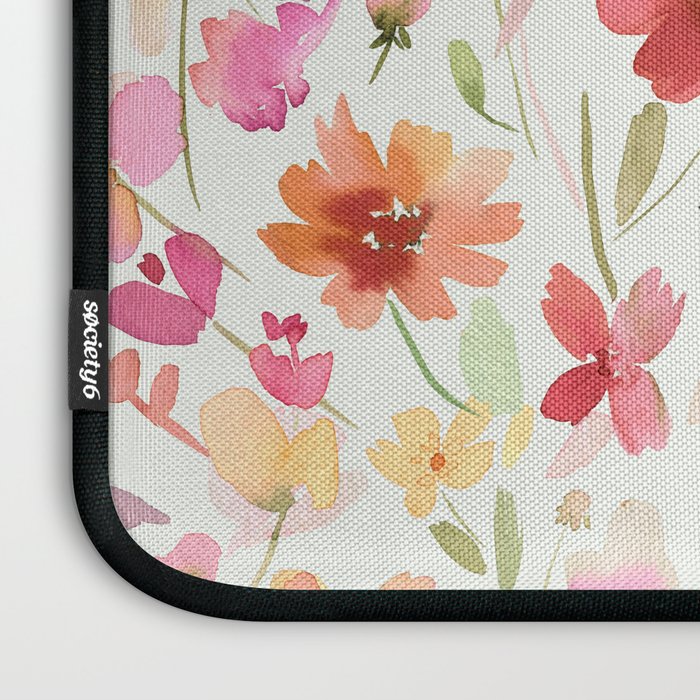 Natural Haze Spring Meadow Cosmos Wildflowers Magenta Red Yellow Laptop Sleeve Gallery Image 3