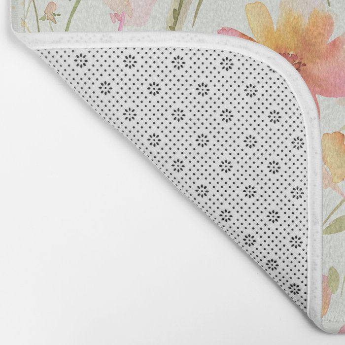 Natural Haze Spring Meadow Cosmos Wildflowers Magenta Red Yellow Bath Mat Gallery Image 2