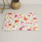 Natural Haze Spring Meadow Cosmos Wildflowers Magenta Red Yellow Rug Gallery Image 1