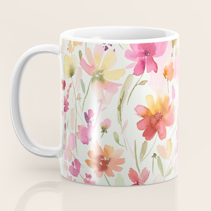 Natural Haze Spring Meadow Cosmos Wildflowers Magenta Red Yellow Coffee Mug Gallery Image 3