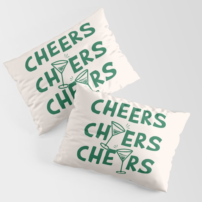 Cheers. Cocktails and Drinks in Green And Linen White Pillow Sham Gallery Image 1