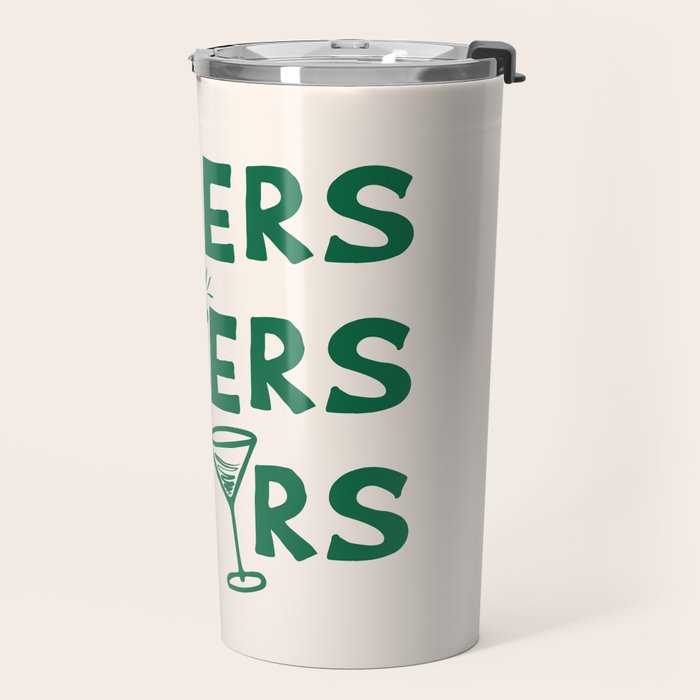 Cheers. Cocktails and Drinks in Green And Linen White Travel Mug Gallery Image 2