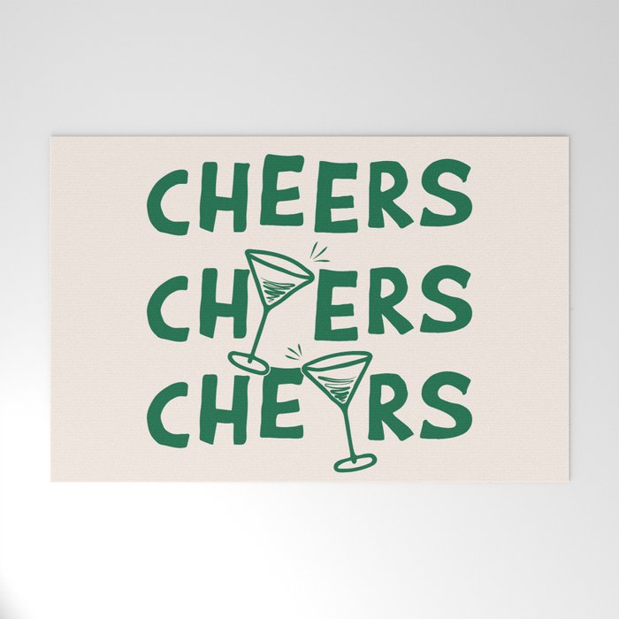 Cheers. Cocktails and Drinks in Green And Linen White Welcome Mat Gallery Image 1