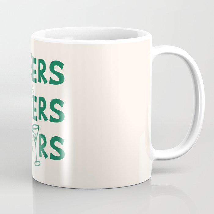 Cheers. Cocktails and Drinks in Green And Linen White Coffee Mug Gallery Image 1