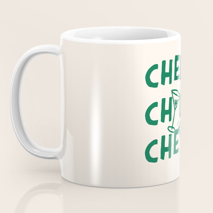 Cheers. Cocktails and Drinks in Green And Linen White Coffee Mug Gallery Image 3