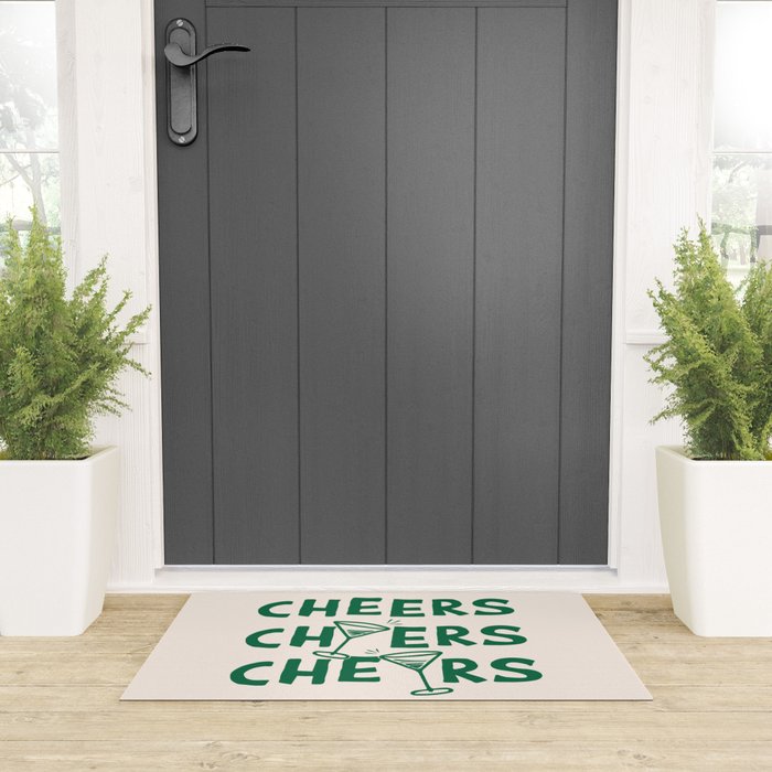 Cheers. Cocktails and Drinks in Green And Linen White Welcome Mat Gallery Image 3