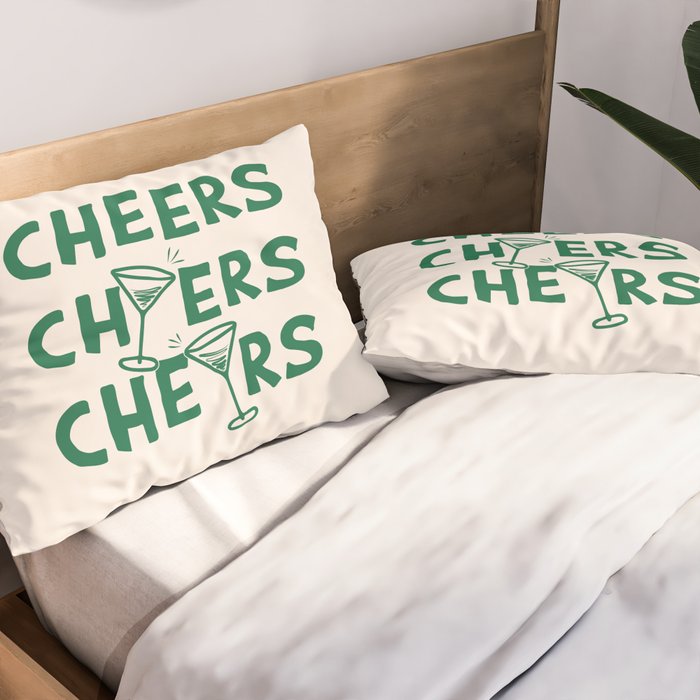 Cheers. Cocktails and Drinks in Green And Linen White Pillow Sham Gallery Image 2