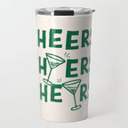 Cheers. Cocktails and Drinks in Green And Linen White Travel Mug Gallery Image 1