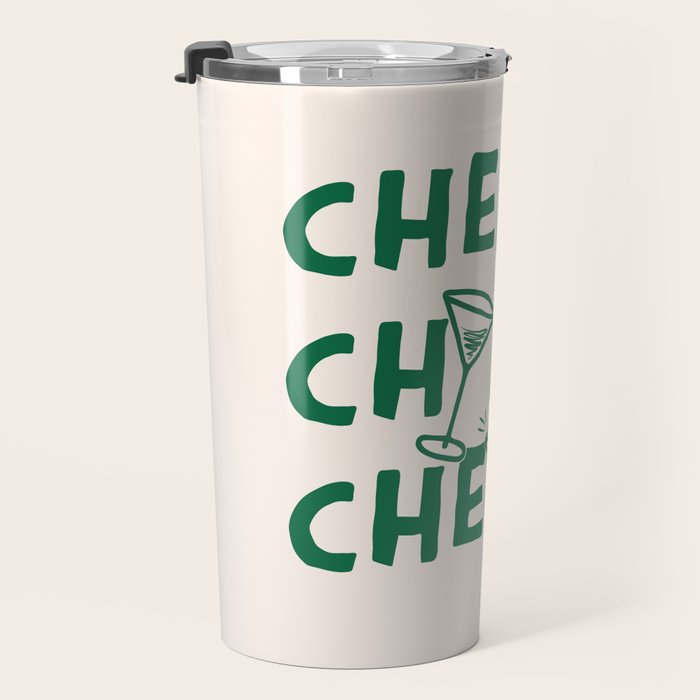 Cheers. Cocktails and Drinks in Green And Linen White Travel Mug Gallery Image 3