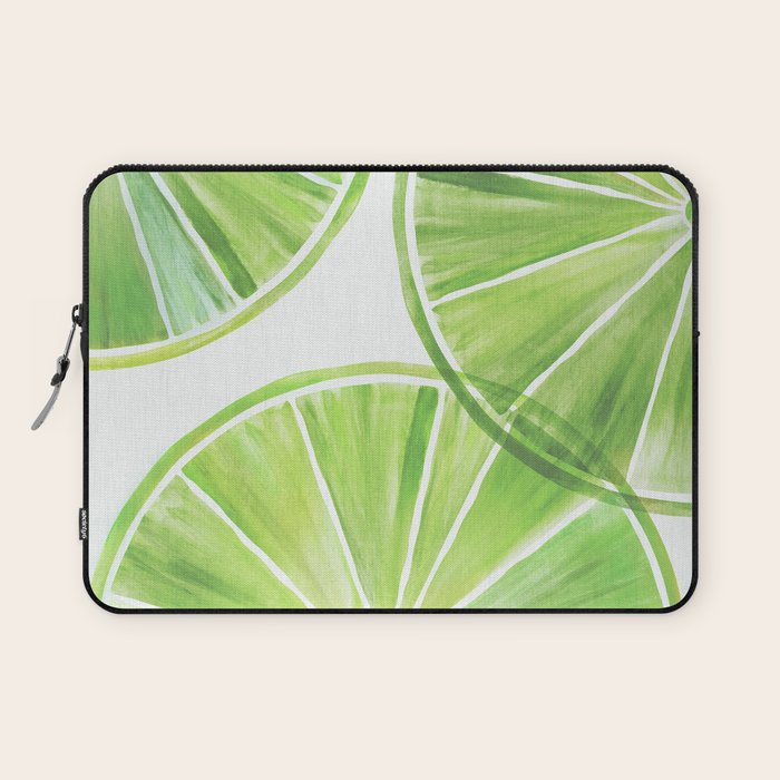 Fresh Lime Citrus Abstract Watercolor Laptop Sleeve Gallery Image 1