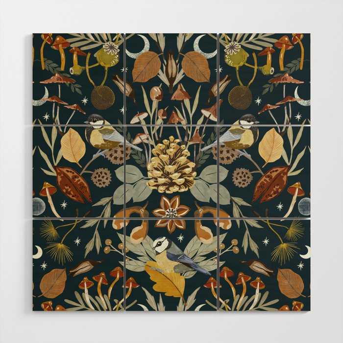 Birds in Autumn Night DP Wood Wall Art Gallery Image 1