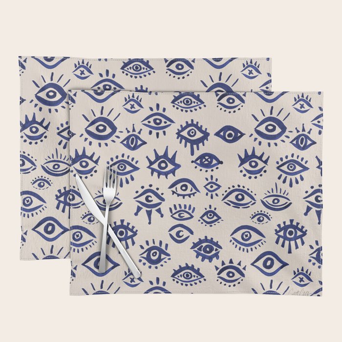 Mystic Eyes â Navy & Cream Placemat Gallery Image 1