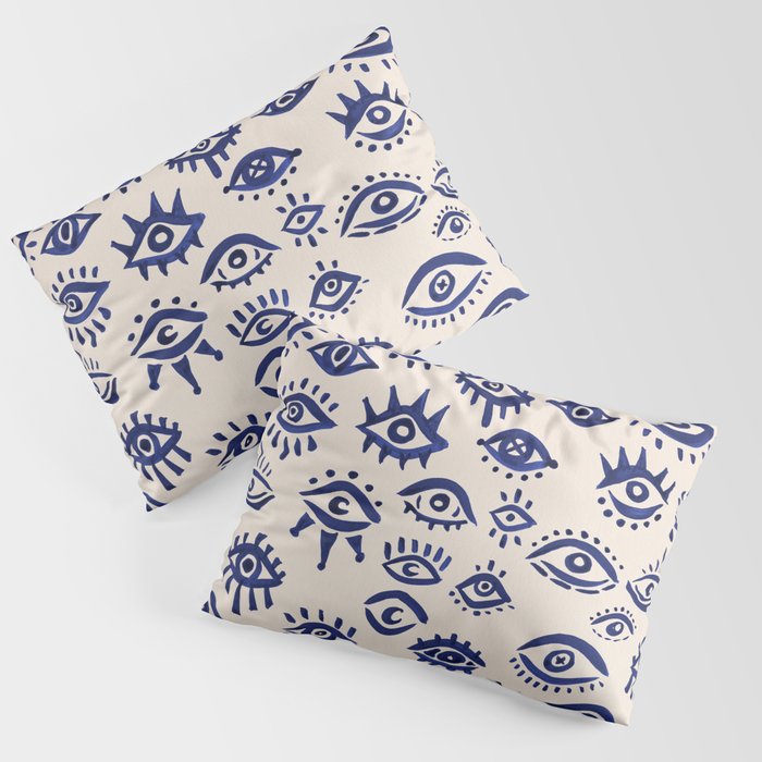 Mystic Eyes â Navy & Cream Pillow Sham Gallery Image 1