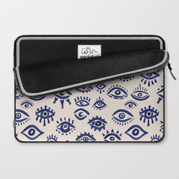 Mystic Eyes â Navy & Cream Laptop Sleeve Gallery Image 2
