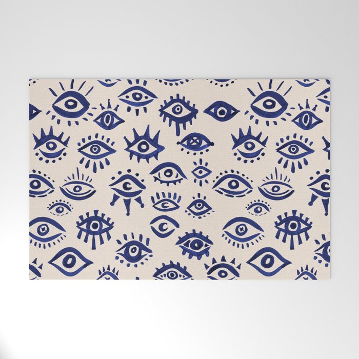 Mystic Eyes â Navy & Cream Welcome Mat Gallery Image 1
