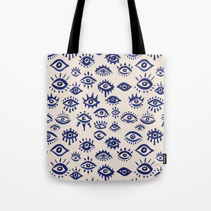 Mystic Eyes â Navy & Cream Tote Bag Gallery Image 1