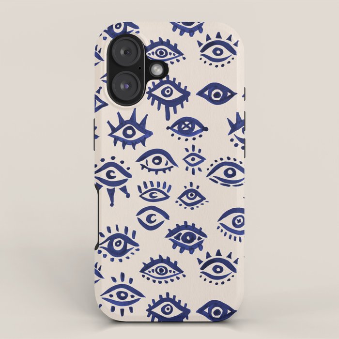 Mystic Eyes â Navy & Cream iPhone Case Gallery Image 1