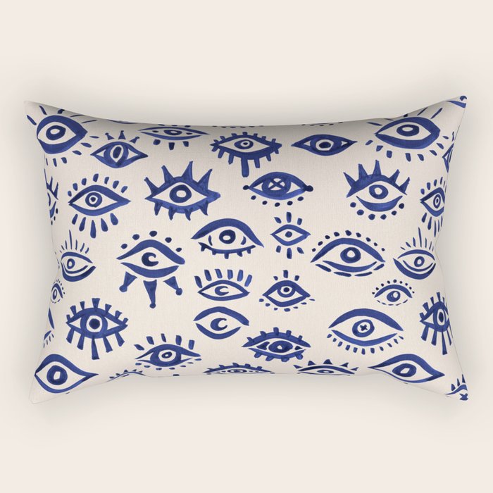 Mystic Eyes â Navy & Cream Rectangular Pillow Gallery Image 2