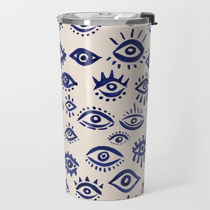 Mystic Eyes â Navy & Cream Travel Mug Gallery Image 2