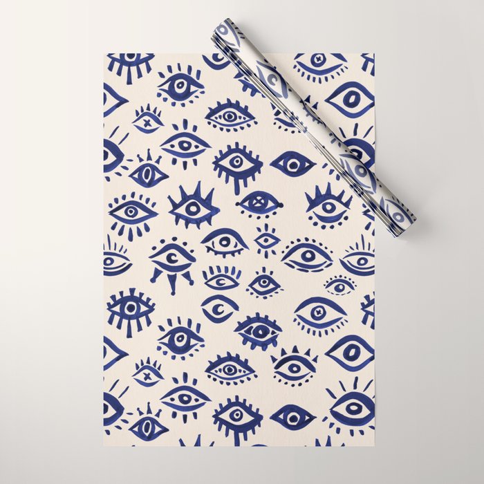 Mystic Eyes â Navy & Cream Wrapping Paper Gallery Image 1