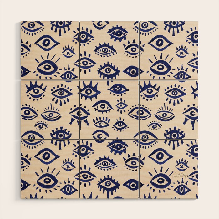Mystic Eyes â Navy & Cream Wood Wall Art Gallery Image 3