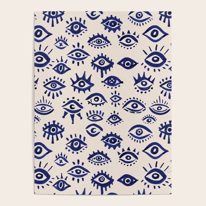 Mystic Eyes â Navy & Cream Poster Gallery Image 4