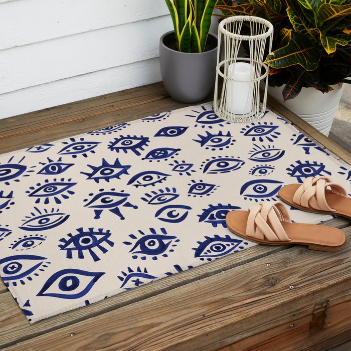 Mystic Eyes â Navy & Cream Outdoor Rug Gallery Image 2