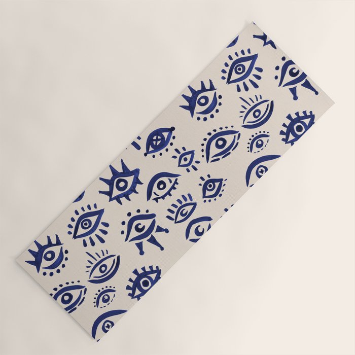 Mystic Eyes â Navy & Cream Yoga Mat Gallery Image 1