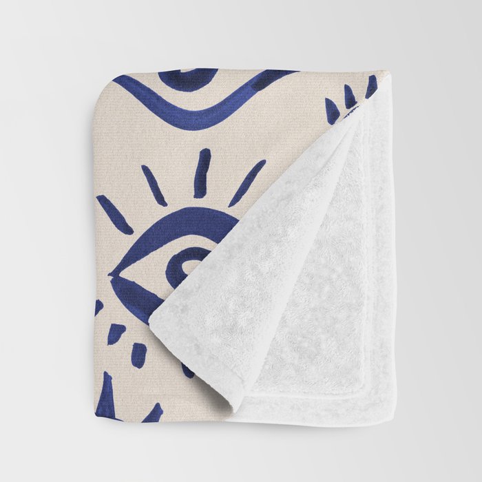 Mystic Eyes â Navy & Cream Throw Blanket Gallery Image 3