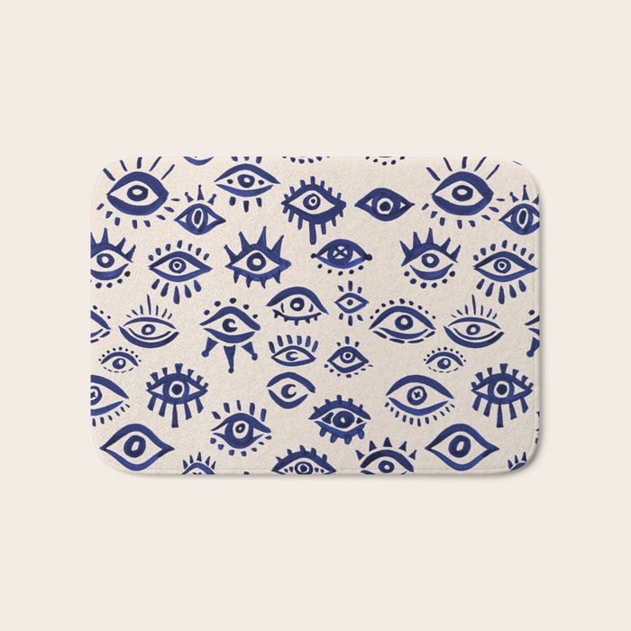 Mystic Eyes â Navy & Cream Bath Mat Gallery Image 1