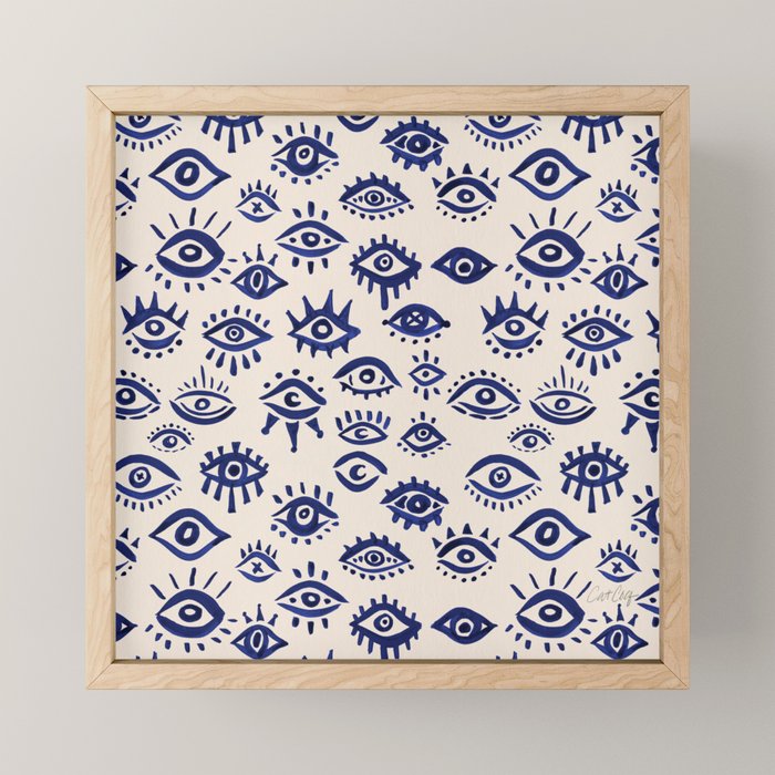 Mystic Eyes â Navy & Cream Mini Art Print Gallery Image 1