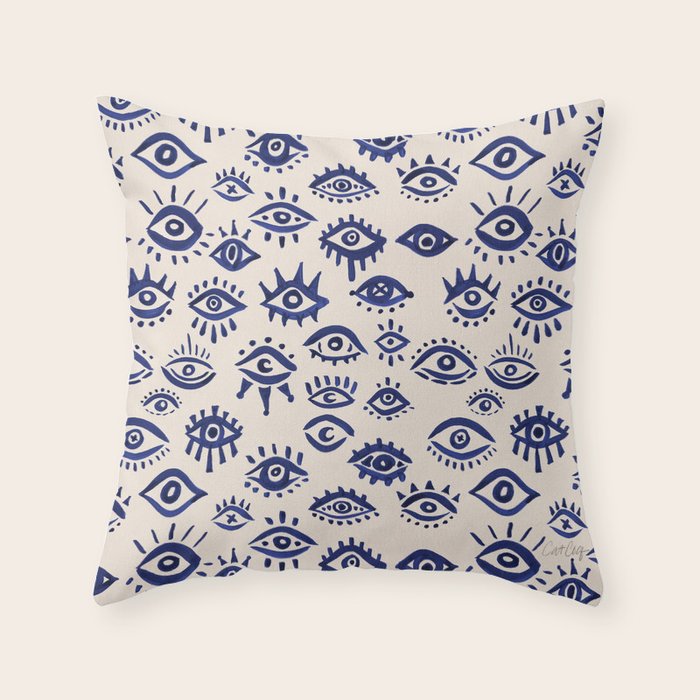Mystic Eyes â Navy & Cream Throw Pillow Gallery Image 6