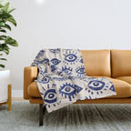 Mystic Eyes â Navy & Cream Throw Blanket Gallery Image 1