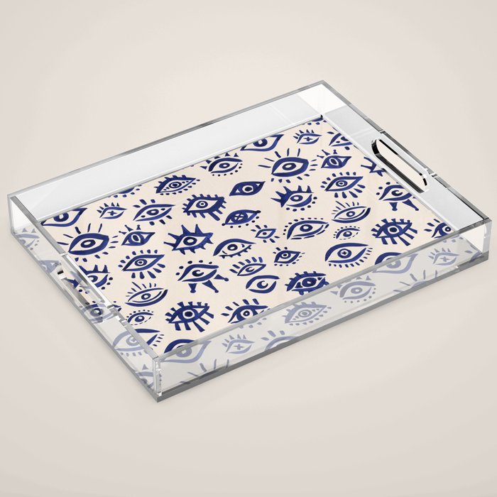 Mystic Eyes â Navy & Cream Acrylic Tray Gallery Image 1