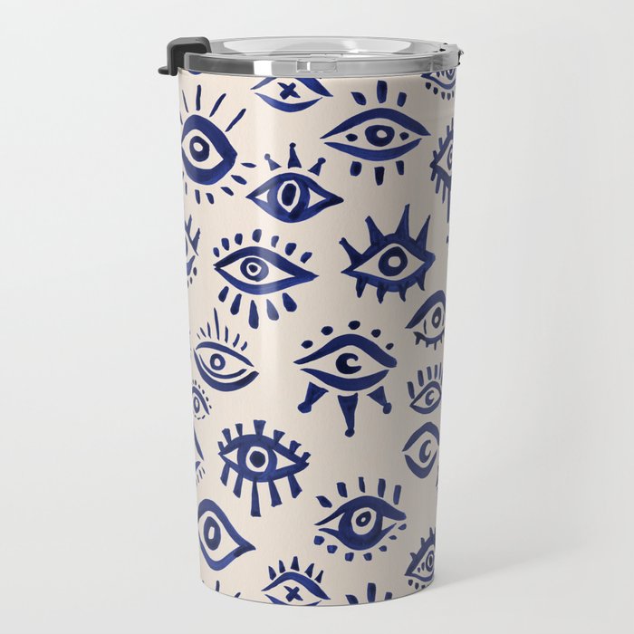 Mystic Eyes â Navy & Cream Travel Mug Gallery Image 3