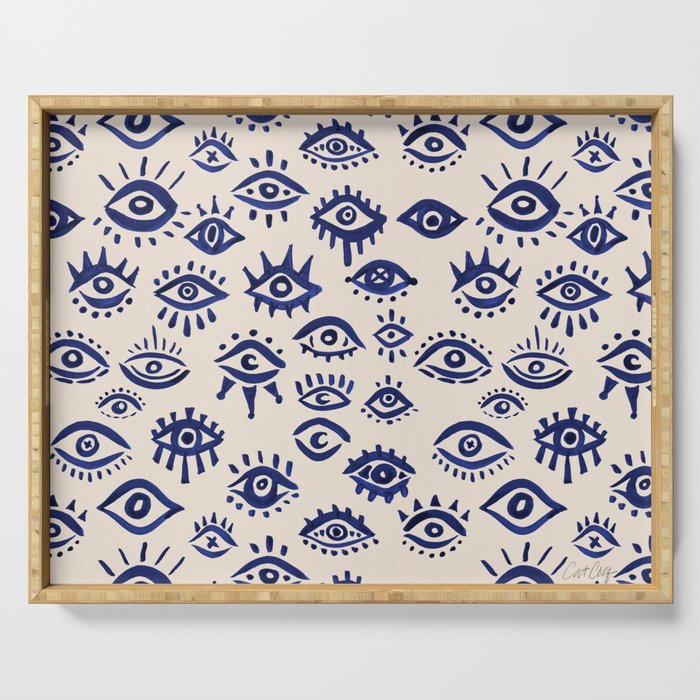Mystic Eyes â Navy & Cream Serving Tray Gallery Image 1