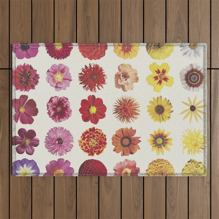 Floral Palette / Beige Background Outdoor Rug Gallery Image 1