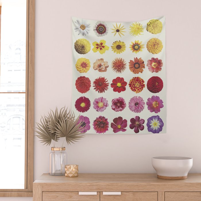 Floral Palette / Beige Background Wall Tapestry Gallery Image 2