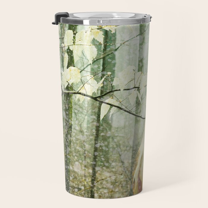 Barn Owl in Snowy Winter Woodland Travel Mug Gallery Image 3