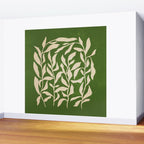 Olive Green Leaves: Mid Century Edition Wall Mural Gallery Image 2