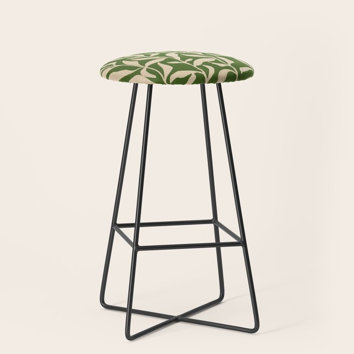 Olive Green Leaves: Mid Century Edition Stool Gallery Image 1